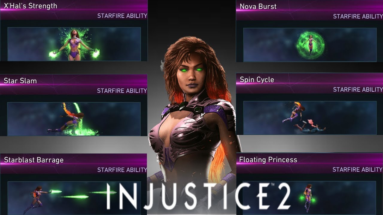 Injustice 2: Starfire All Unlockable Abilities