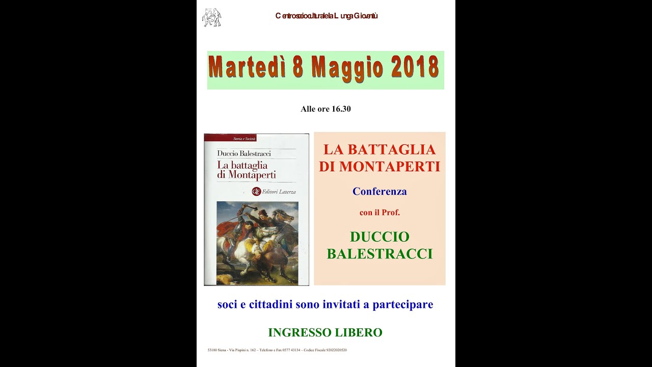 Conferenza con il Prof. Duccio Balestracci 8 Maggio 2018
