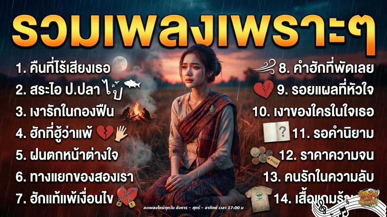 เพลงลูกทุ่งเศร้า เหงาหนักมาก รวมเพลงรัก ฟังยาวๆ สำหรับคนไม่มีใครเข้าใจ