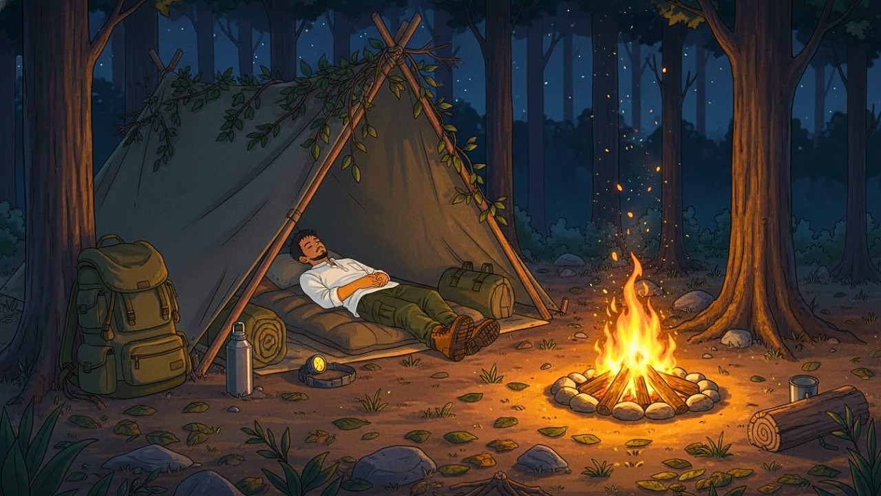 Starry Forest Campfire • Cozy Crackling Flames & Peaceful Tent Sleep Ambience