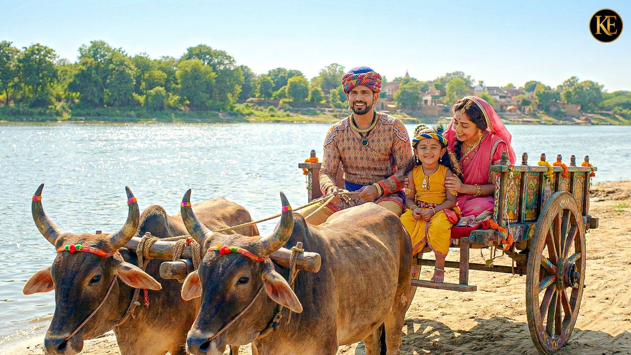 देखिये कैसे बाल कान्हा मैया के साथ बैलगाड़ी पर मस्ती कर रहे हैं || YMKN || Krishan leela