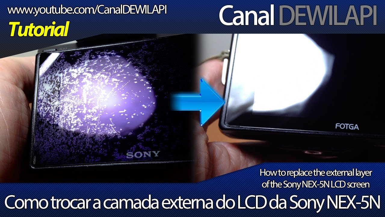 Como trocar a camada externa da tela LCD da câmera digital mirrorless Sony Alpha NEX 5N