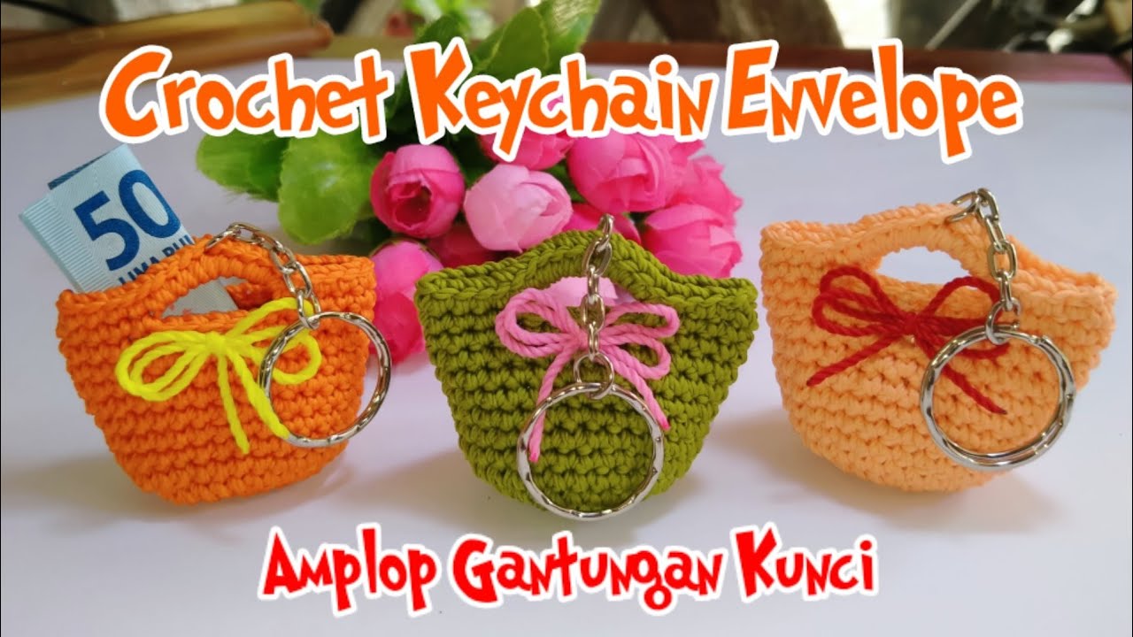 Crochet Keychain Envelope in Mini Bag Shape || Amplop Lebaran