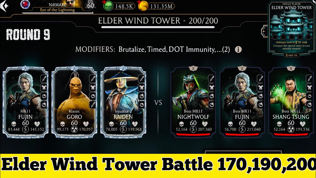 1 Attempt Fight | Elder Wind Tower Boss Battle 200 & 170 , 190 + Reward MK Mobile