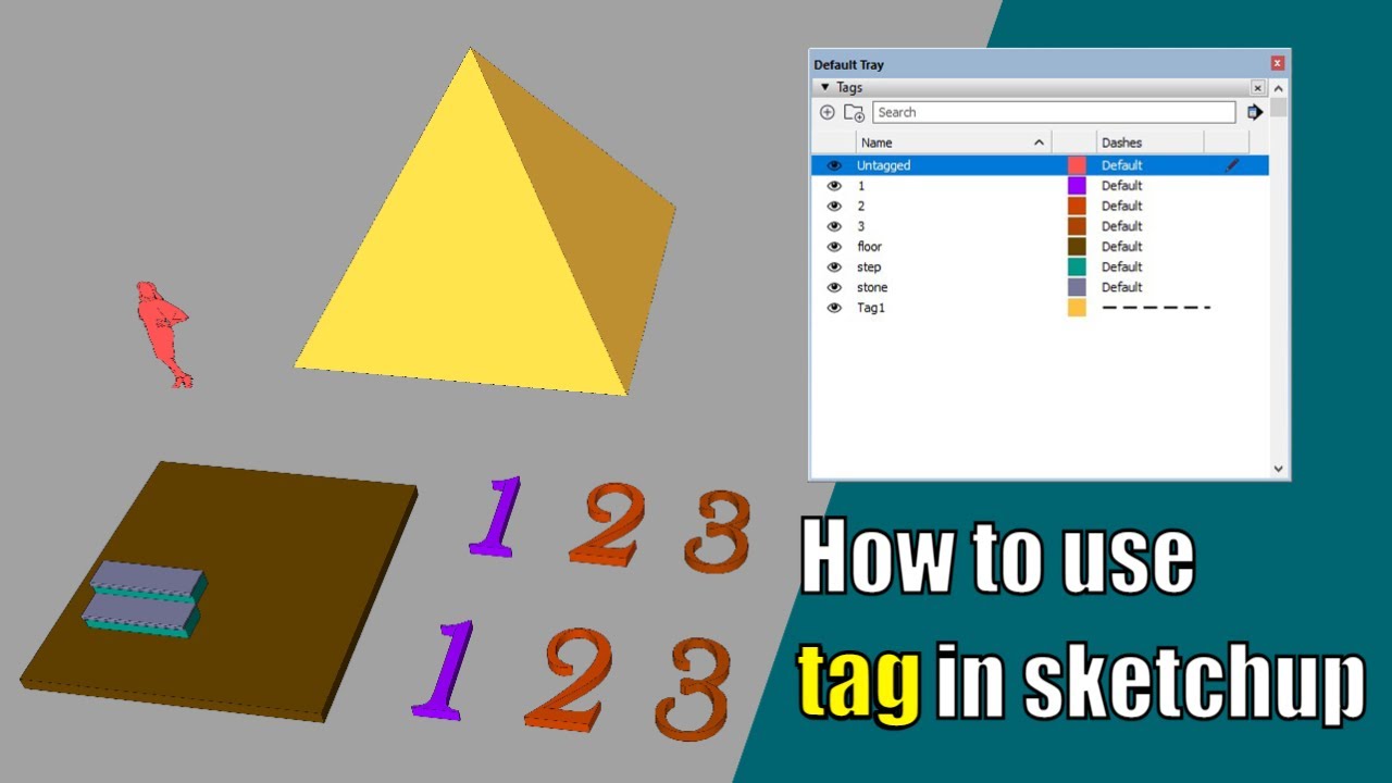 how to use tag in sketchup