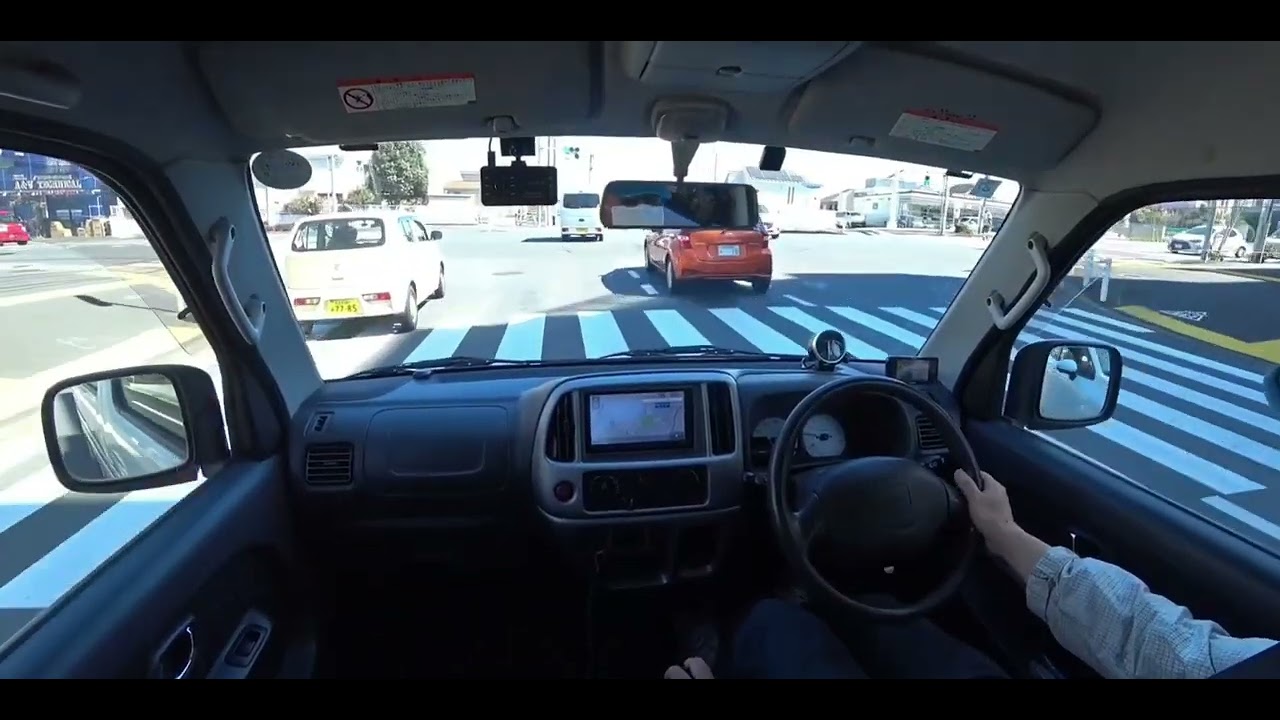 ヘッドレスト固定アクションカメラ車載動画 市街走行 (1) エブリイワゴンスポーツフロア５MT
