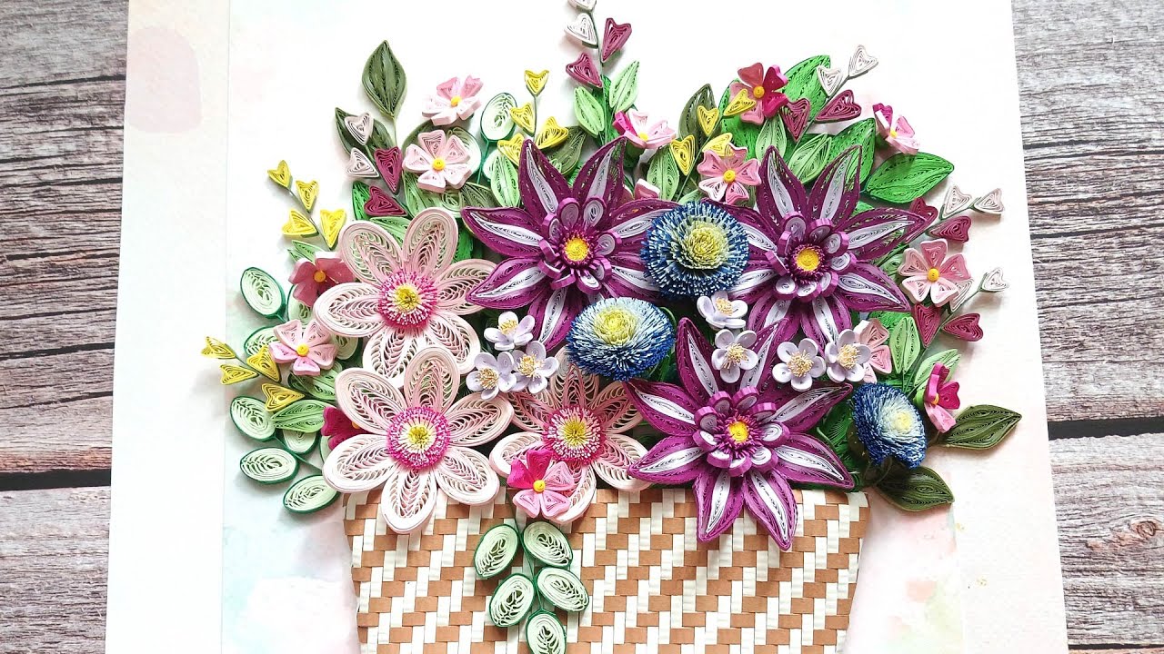Quilling Flower Basket _ Flowers Part