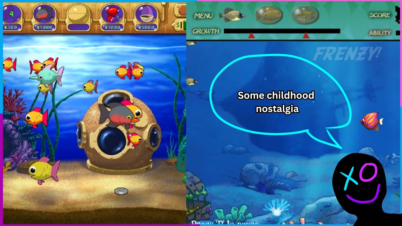 Playing 2 Childhood Classic Fish Games | Insaneaquarium | Feeding Frenzy Gameplay