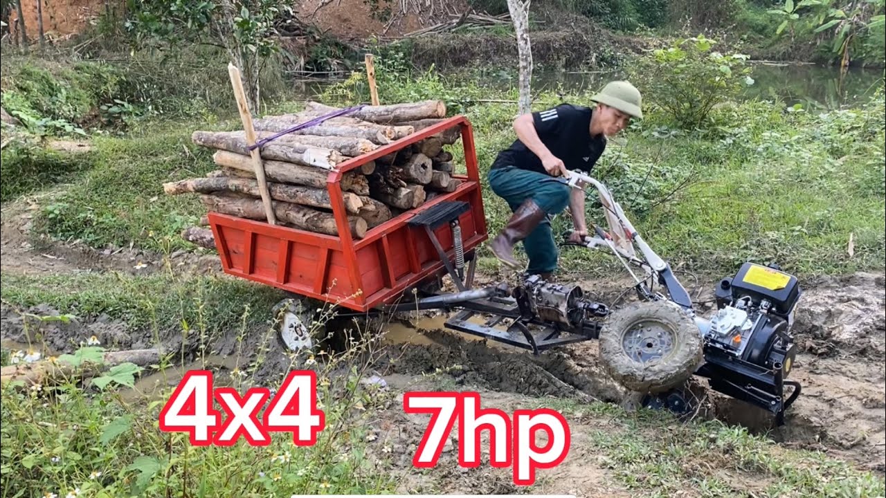 Test xe chở hàng có cầu đẩy từ máy phay đất 178