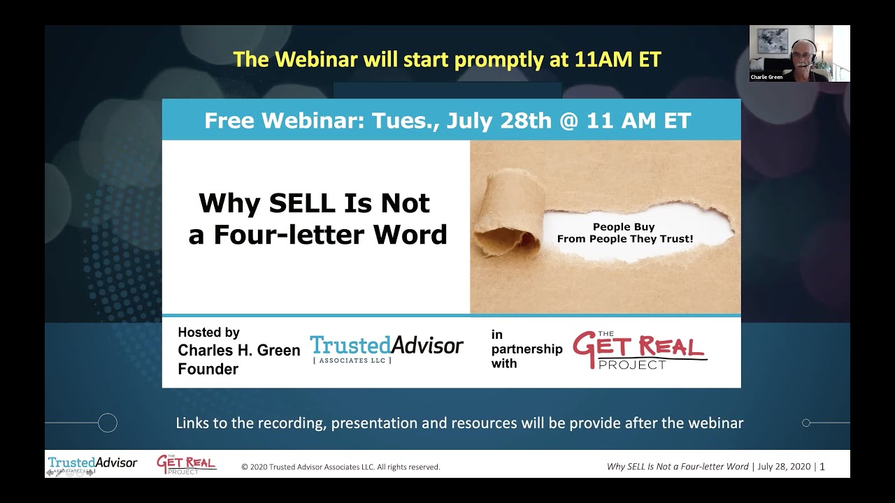 Why SELL Is Not a Four letter Word   TrustMatters Webinar