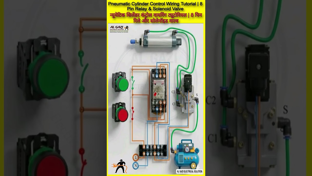 Pneumatic Cylinder Control Wiring Tutorial | 8 Pin Relay & Solenoid Valve | AL GAZI ELECTRICAL