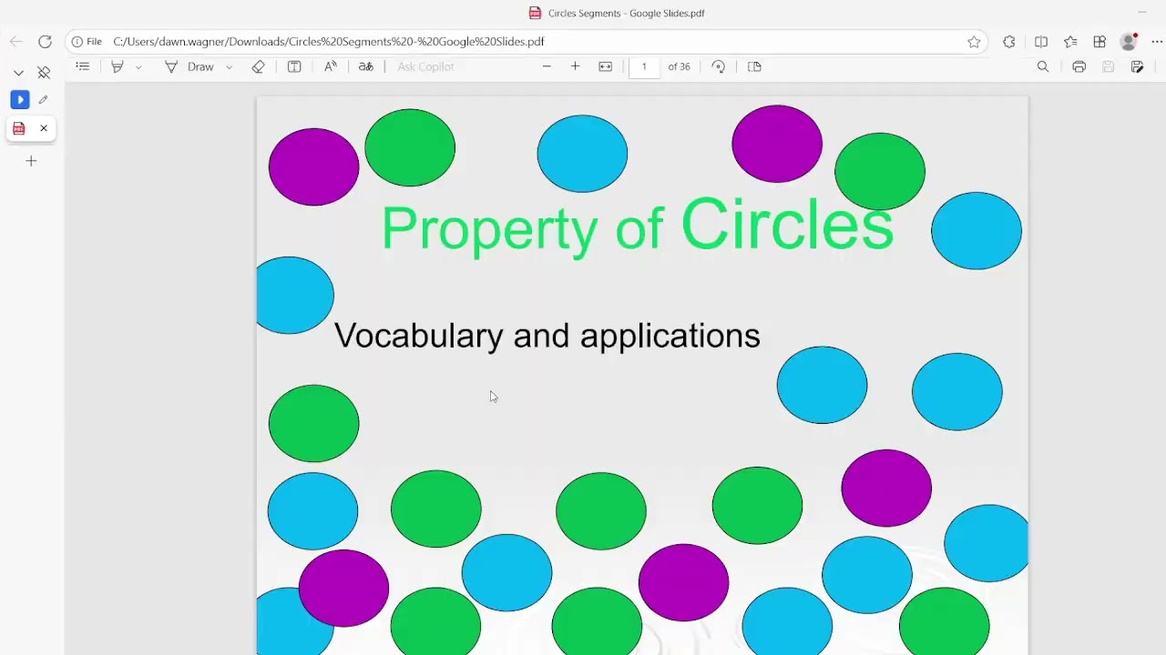Circles:  secants, tangent, radii, diameter, chords