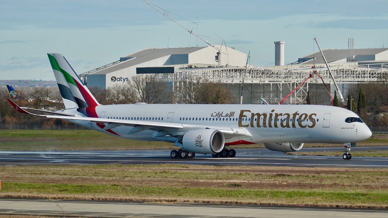 Emirates A350-900 Rejected Takeoff Test at Toulouse Airbus Factory