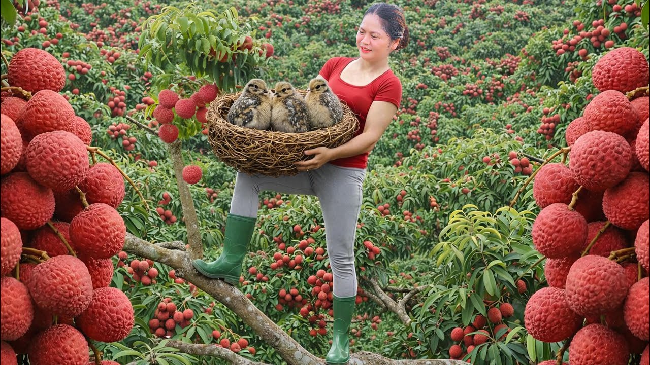 Harvesting Rare Longan Hybrid Lychee & Market Sell | Giant Quail Nest Found During Harvest