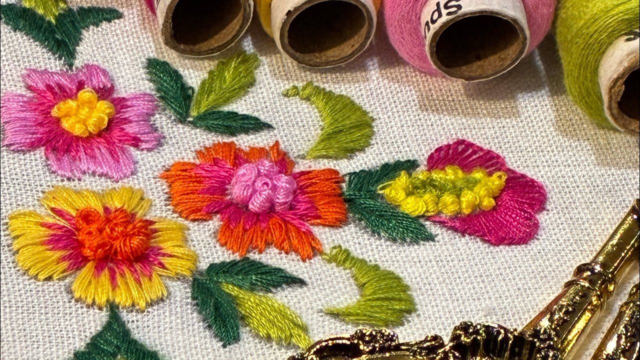 🔥 Viral Beautiful Floral Embroidery | Easy Hand Stitch Design#trending#viral#embroidery#ytviral#diy 