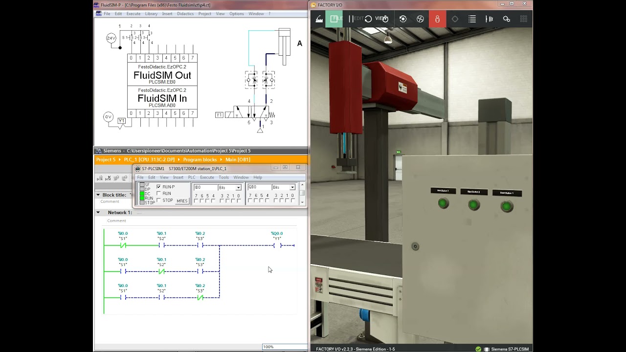 No. 5, #Mechatronics, #FluidSIM + #Factory I/O + #TIAportal + #PLCSIM, #LAD language, #Automation