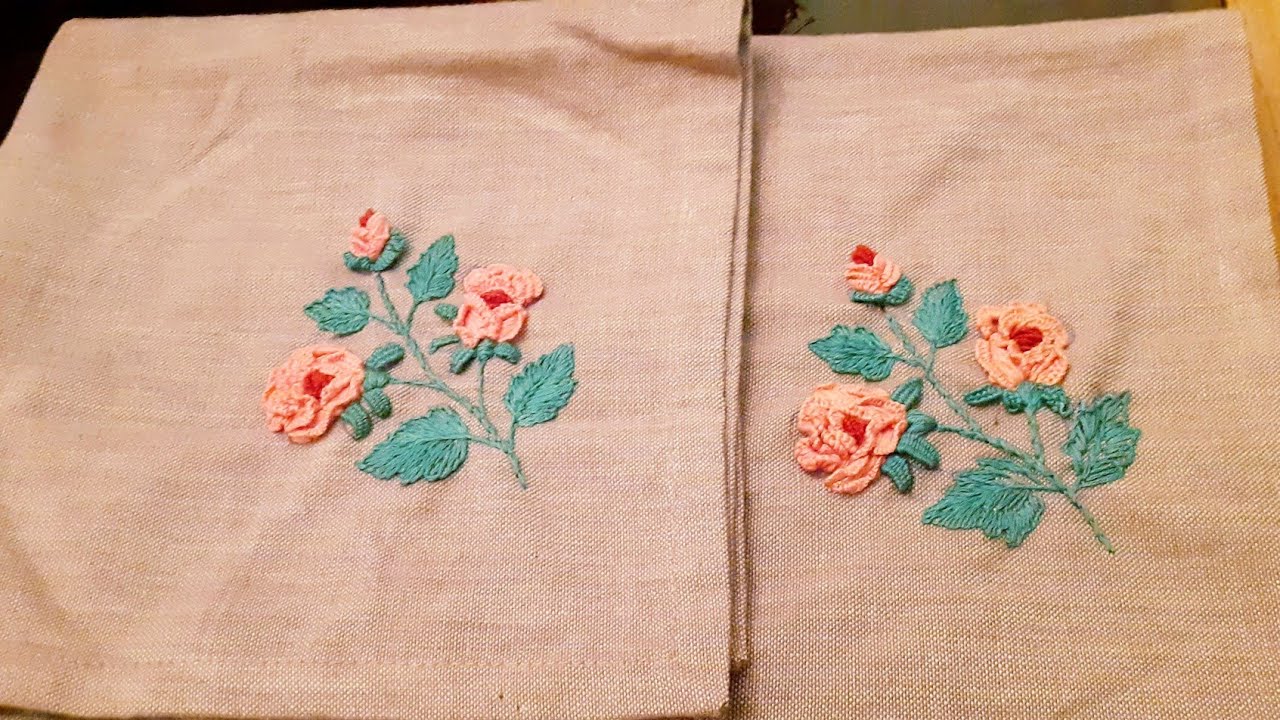 Hand embroidery| Rose embroidery| Brazilian embroidery| rose embroidery for dress / napkins / pillow