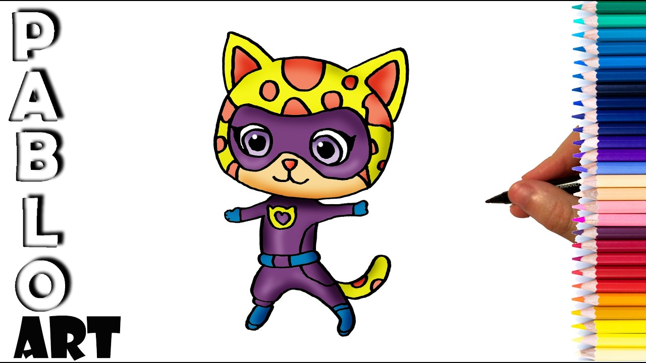 How to draw Sparks from SuperKitties | step by step