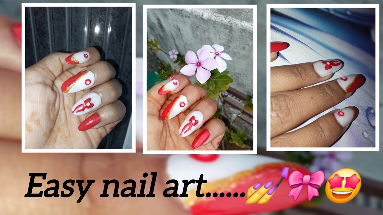 Beautifull nail art#youtubevideo#simplenails#ektanailartisan#bhawnabaser#bowww#rednailpent#shorts#