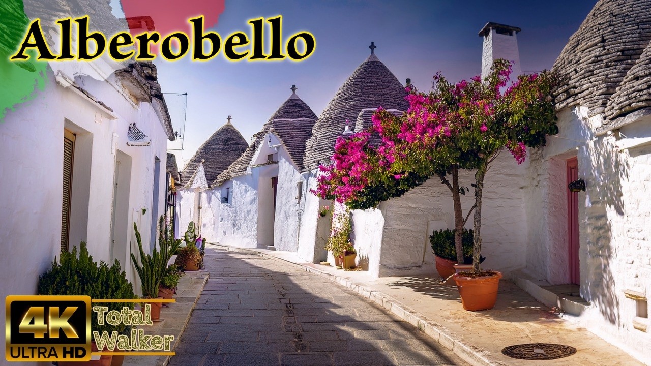 Alberobello, Italy: Scenic Walk Through Trulli Houses: Puglia Fairytale Village Tour 🇮🇹 4K Ultra HD