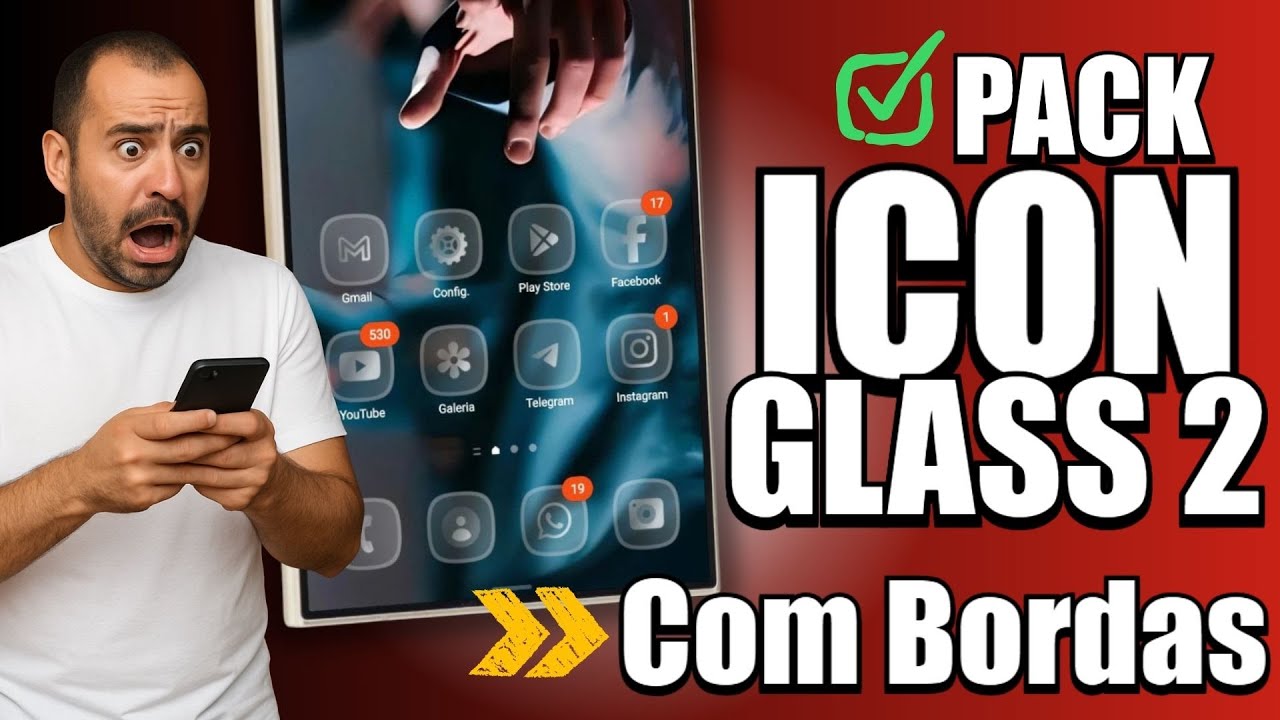 Nova VERSÃO Pack de ícone Liquid Glass COM BORDAS! Simplesmente Fantástico!!!
