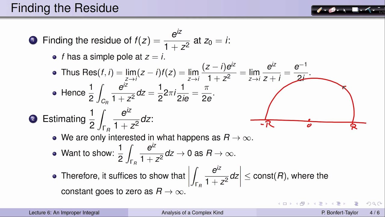 Week7Lecture6: Evaluating an Improper Integral via the Residue Theorem