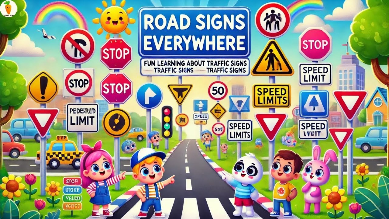 Road Signs Everywhere - Fun Learning About Traffic Signs | Cuteni Song For Kids -Nursery Rhyme #song