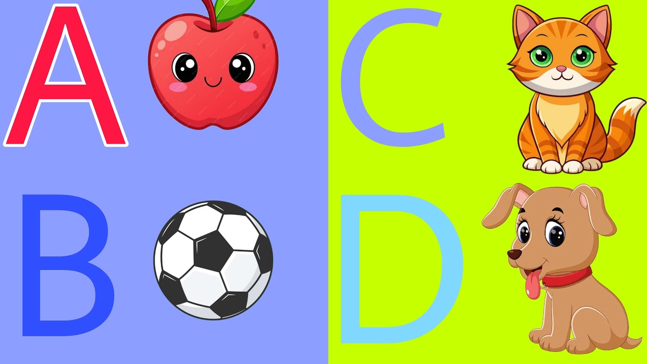 ABCD alphabet song, a for apple b for ball, kids learning