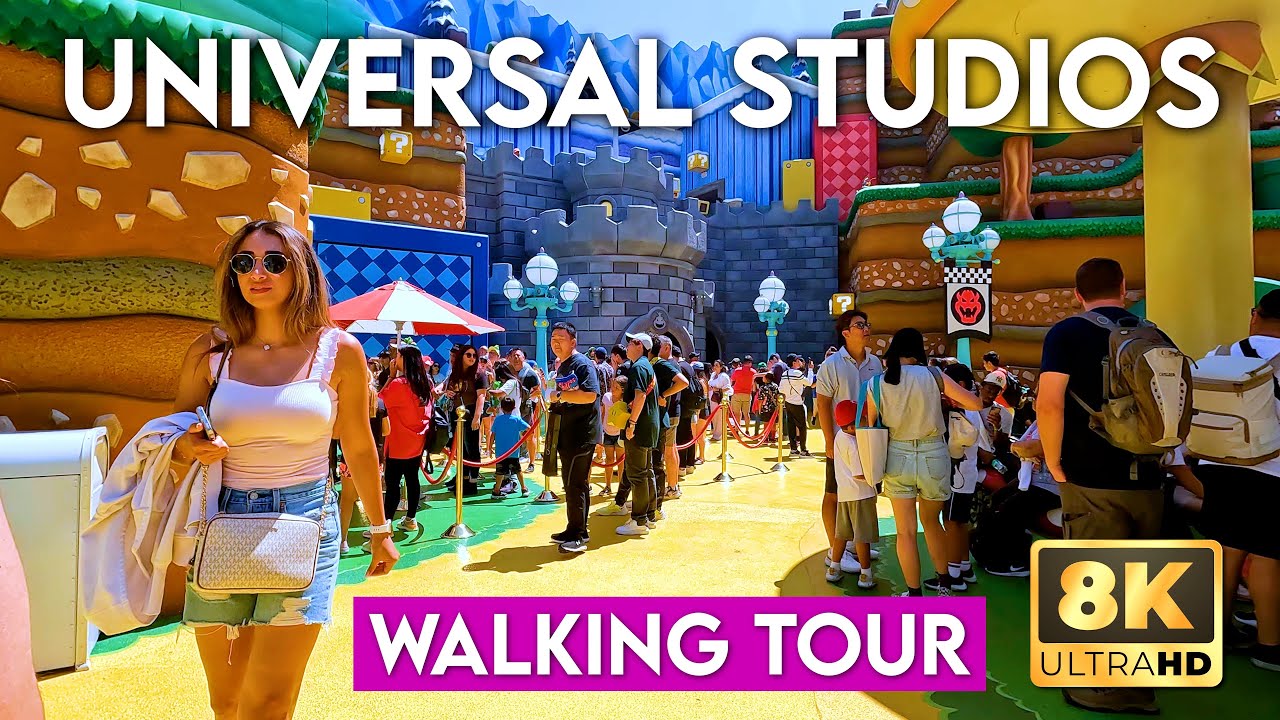 Universal Studios Hollywood + Super Nintendo World 8K Walking Tour ASMR | Los Angeles