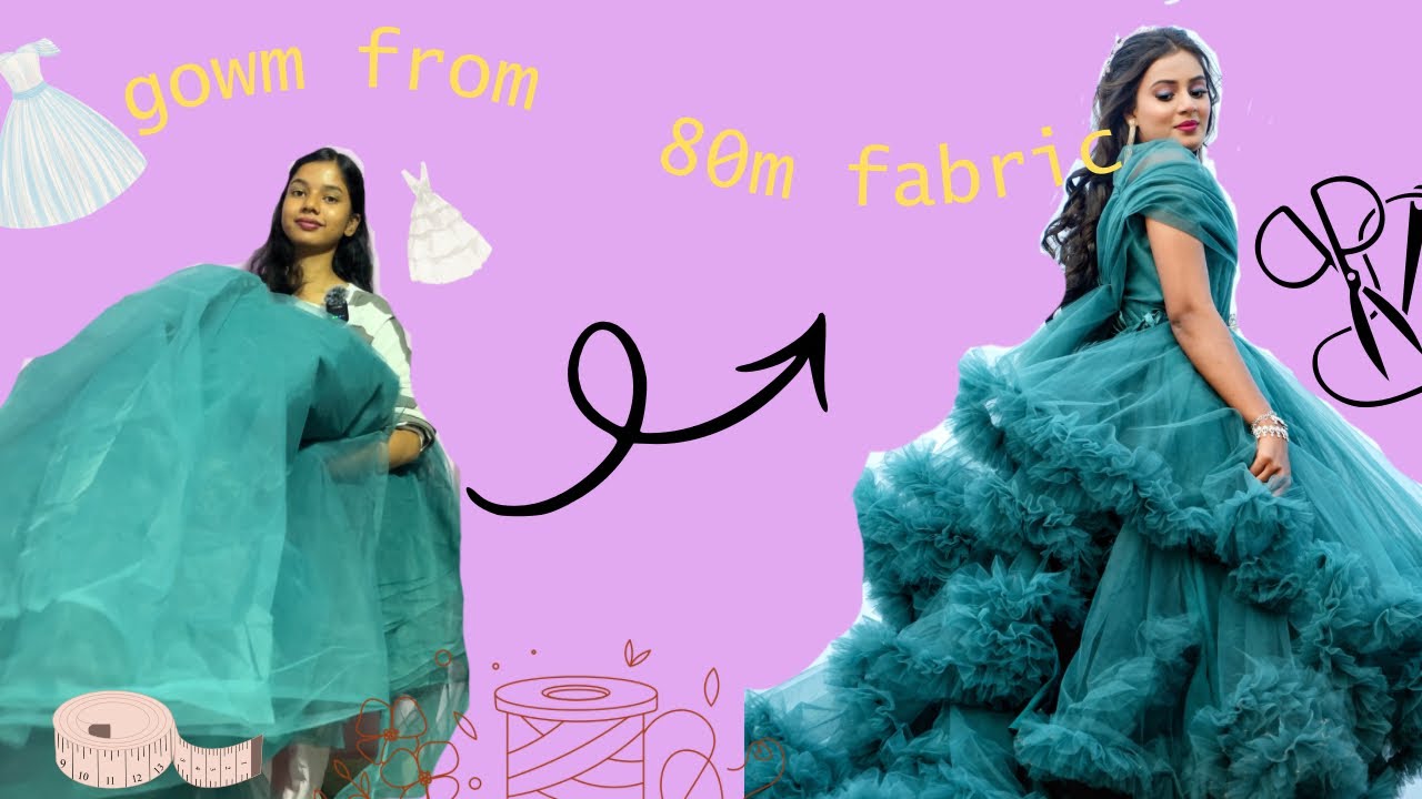 princess gown👸 / gown from 80m fabric👗/ tutorial🪡🧵
