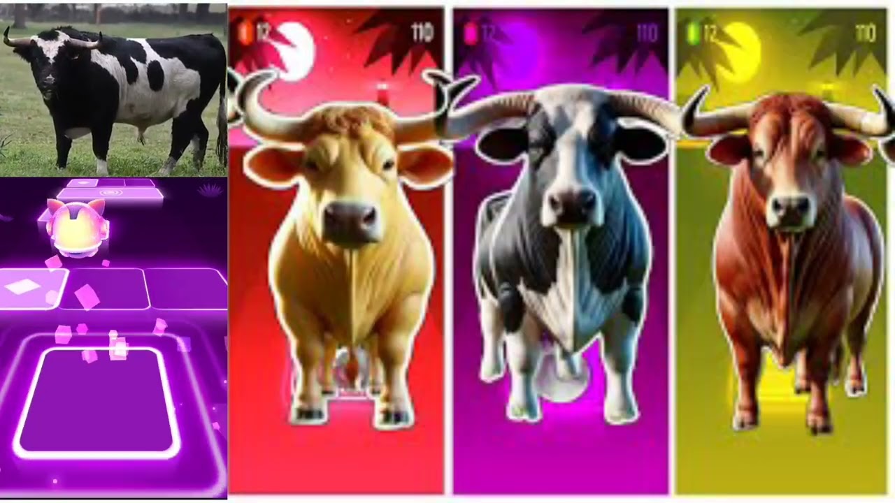 Funny Buffalo🐃🆚Funny Bull🐂🆚Funny Cow🐄🆚Funny Calf🐂🔴Tiles Hop EDM Rush #tileshopedmrush #rhythmgame