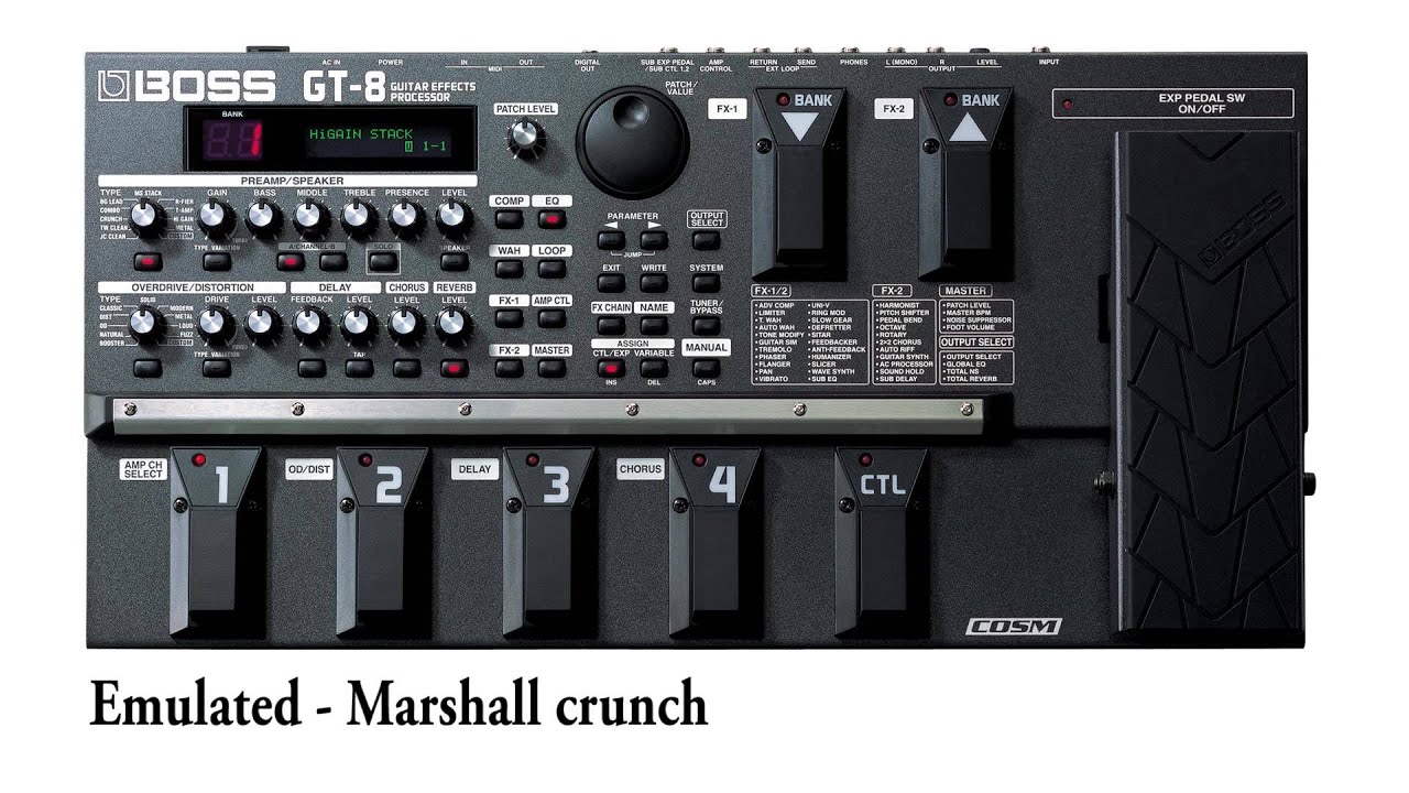 Boss GT-8 comparison real cab vs emulated output