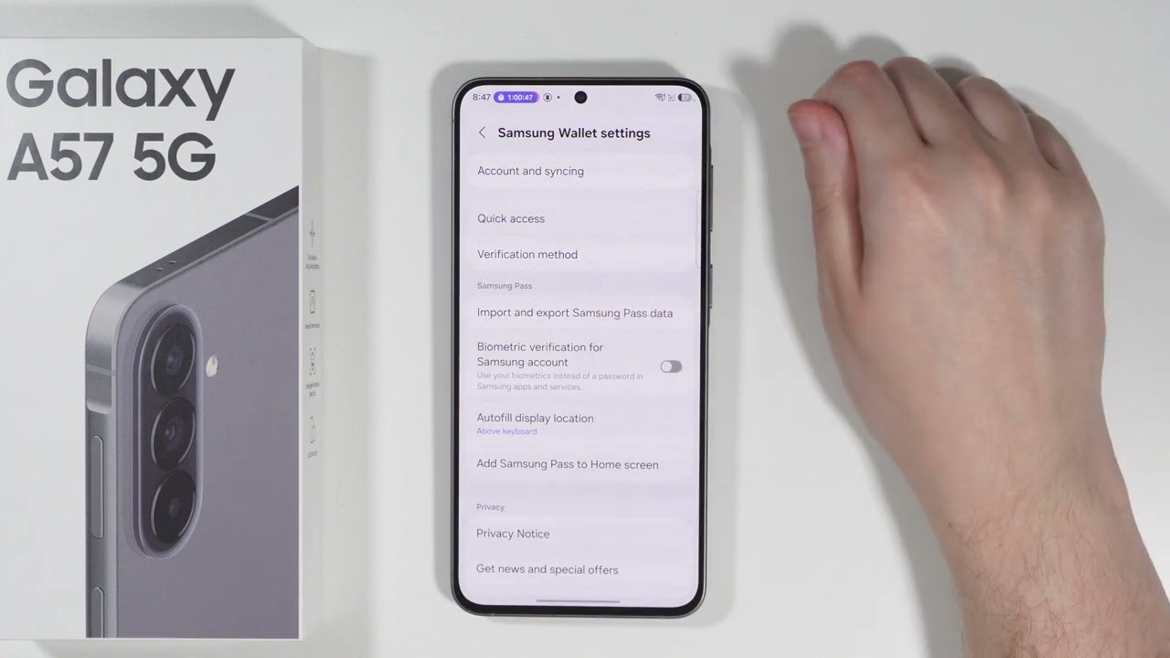 Samsung Galaxy A57: Как отключить функцию &laquo;Провести пальцем вверх&raquo; для Samsung Wallet