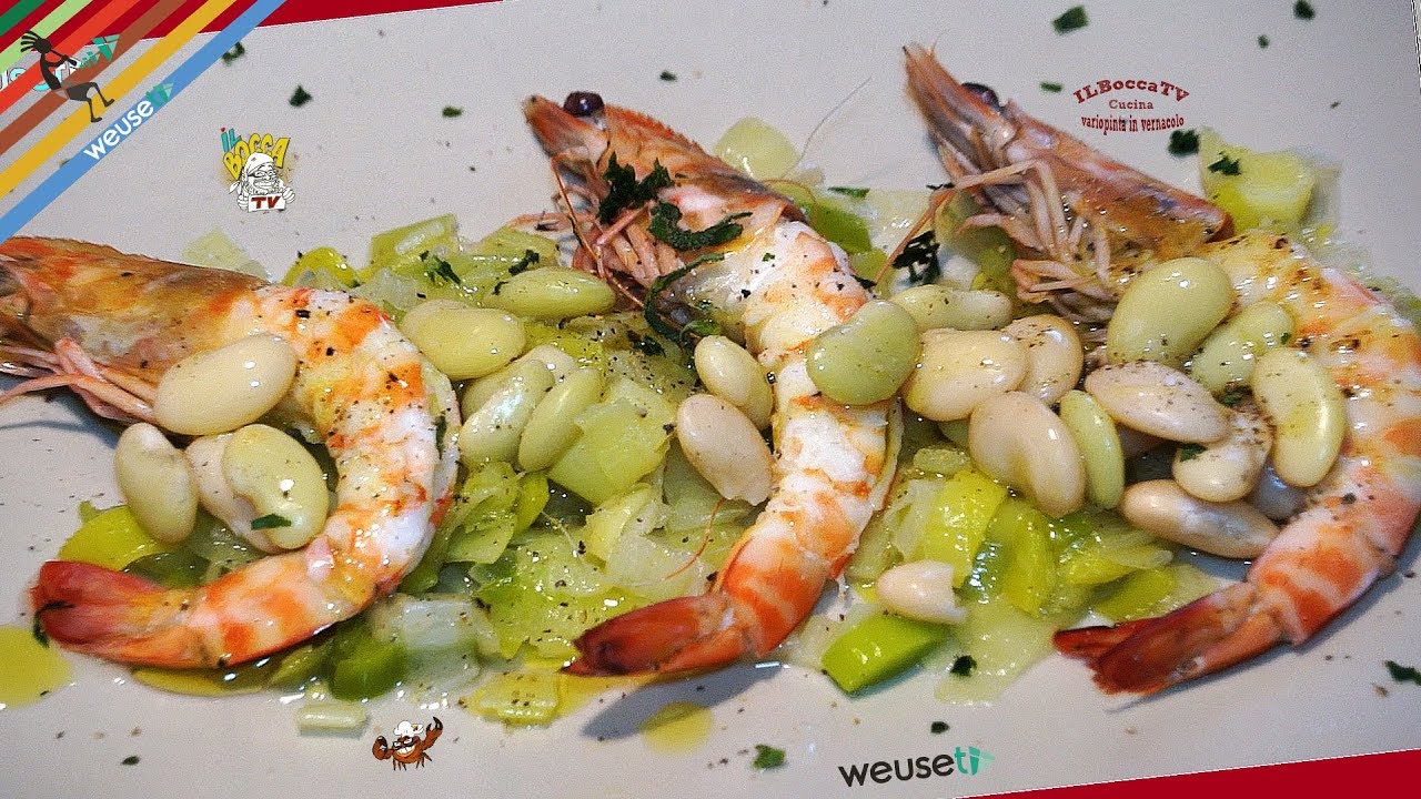 344 - Mazzancolle porri e fagioli...piaccion tanto anche a' figlioli! (antipasto semplice e veloce)