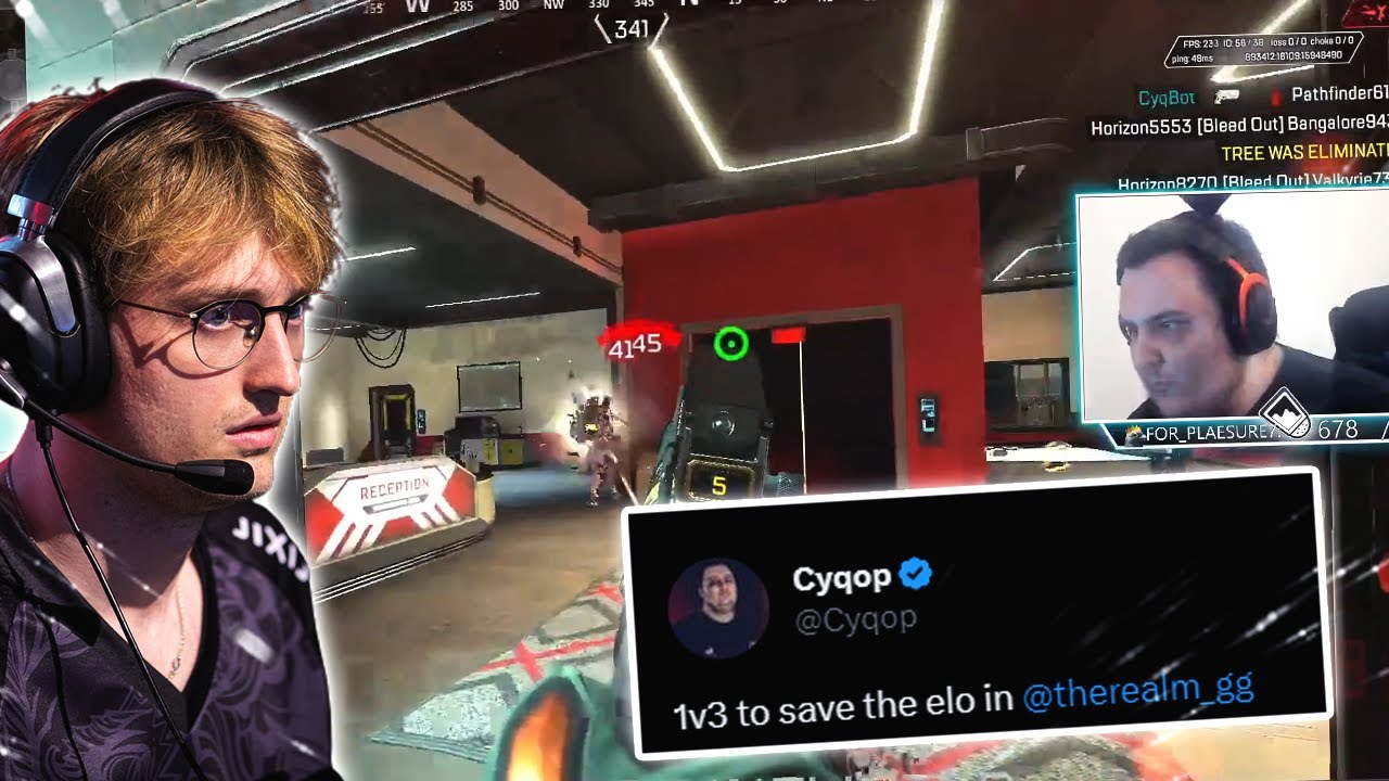 Cyqop DESTROY'S MANDE and HIS REALM TEAM 1V3! Apex Legends