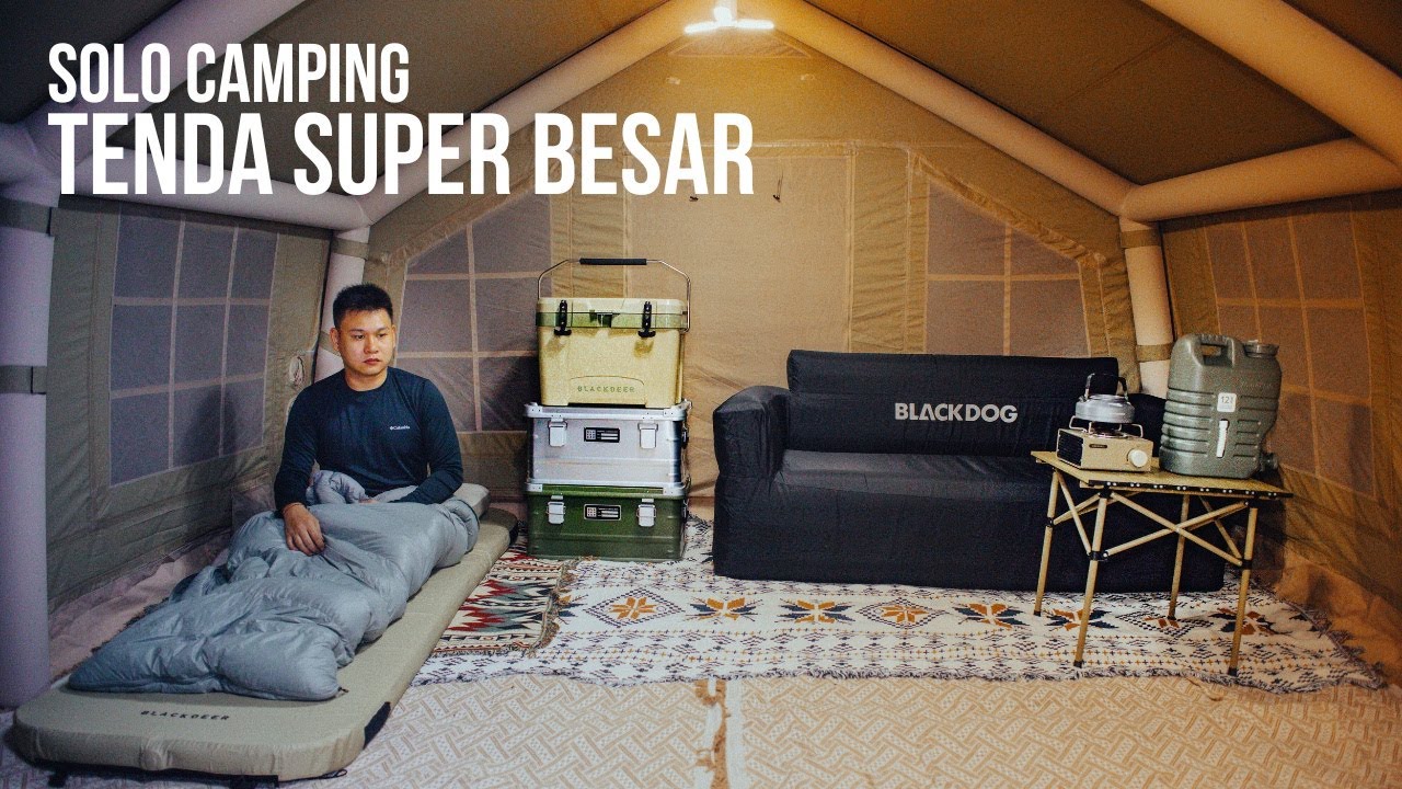 CAMPING MODERN DENGAN TENDA ANGIN DI HUTAN! solo camping
