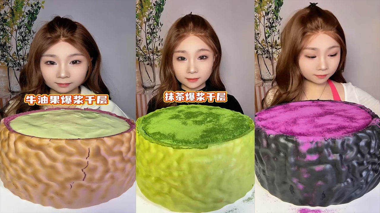 Asmr Chinese Dessert Show, Crepe Cake, Lava Cake || Eating Sounds