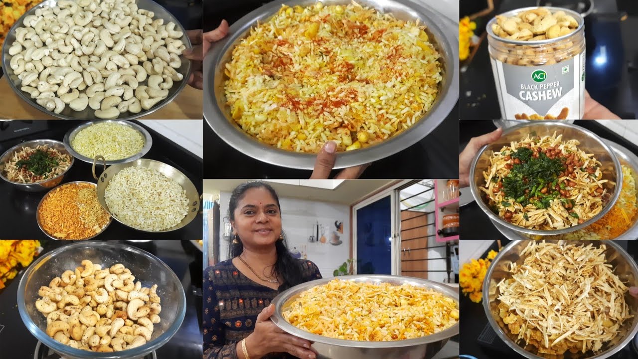 किसीको पता ना चलेगा Homemade Diwali Snacks +Tea time snacks, Black pepper cashew, Chiwda namkeen