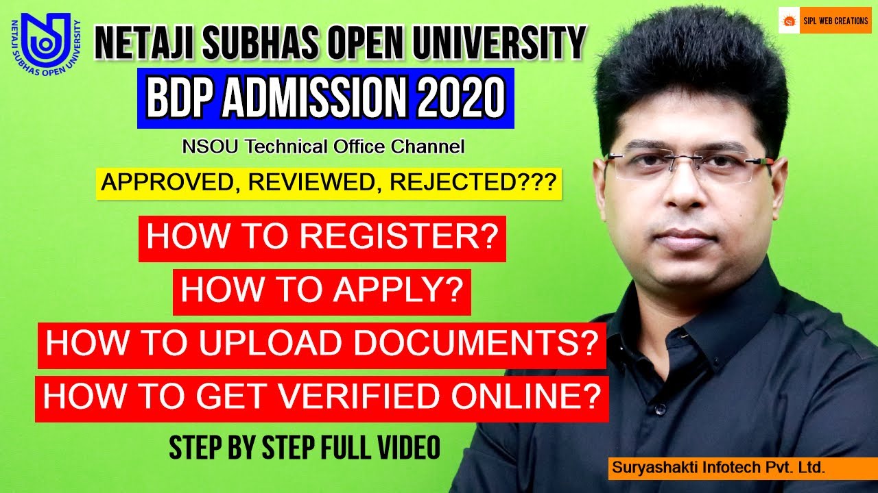 BDP ONLINE ADMISSION 2020 Official | How to Apply BDP STEP BY STEP | NSOU BDP Online Admission Form