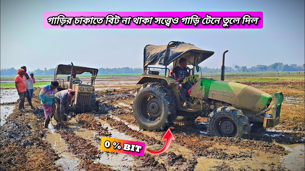 Swaraj 744 4x4 Struck in the Deep Mud #tractor #tractorvideo 