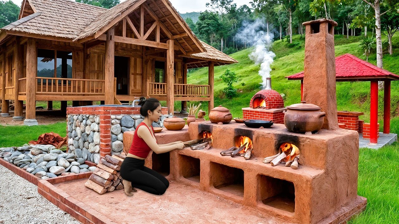 TIMELAPSE: Talented Woman Builds a Beautiful Traditional Clay Stove From Scratch in 130 Days