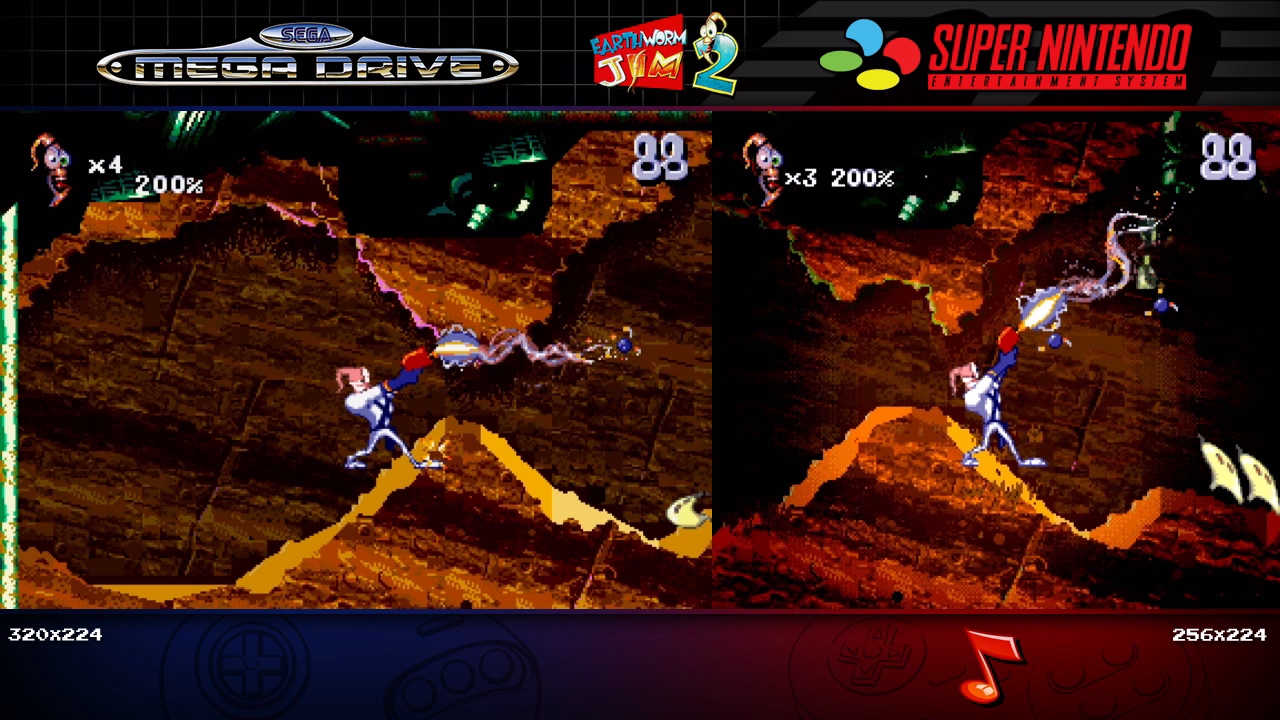 Earthworm Jim 2 | Mega Drive/Genesis & SNES | Comparison - Dual Longplay