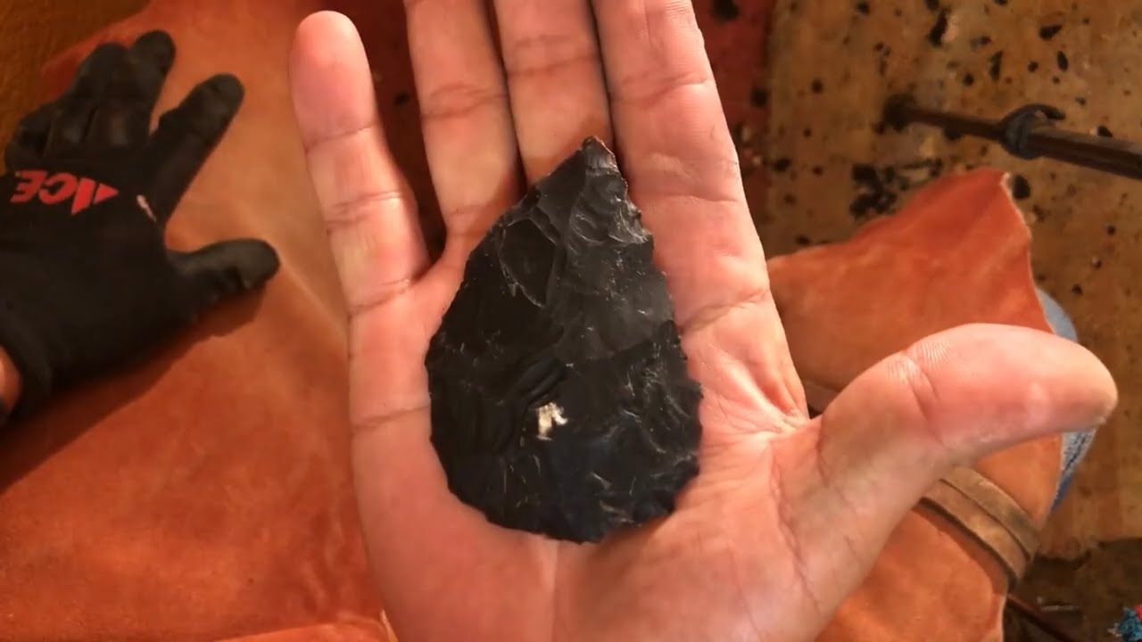 Knife River rock made into biface using indirect steel rod