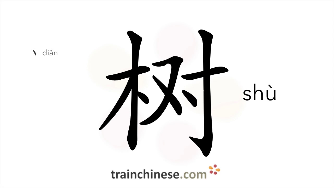 How to write 树 (shù) – tree – stroke order, radical, examples and spoken audio