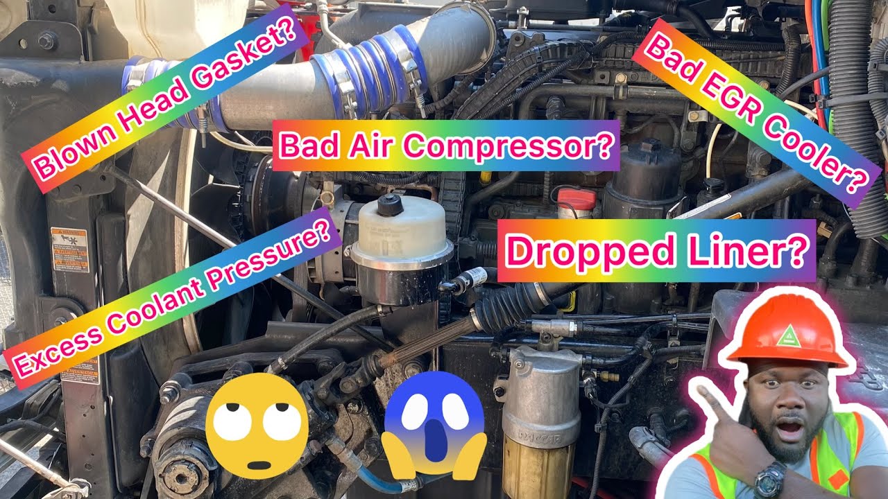 Excess Coolant Pressure | Bad EGR Cooler | Blown Head Gasket | Bad Air Compressor Kenworth T680 MX13