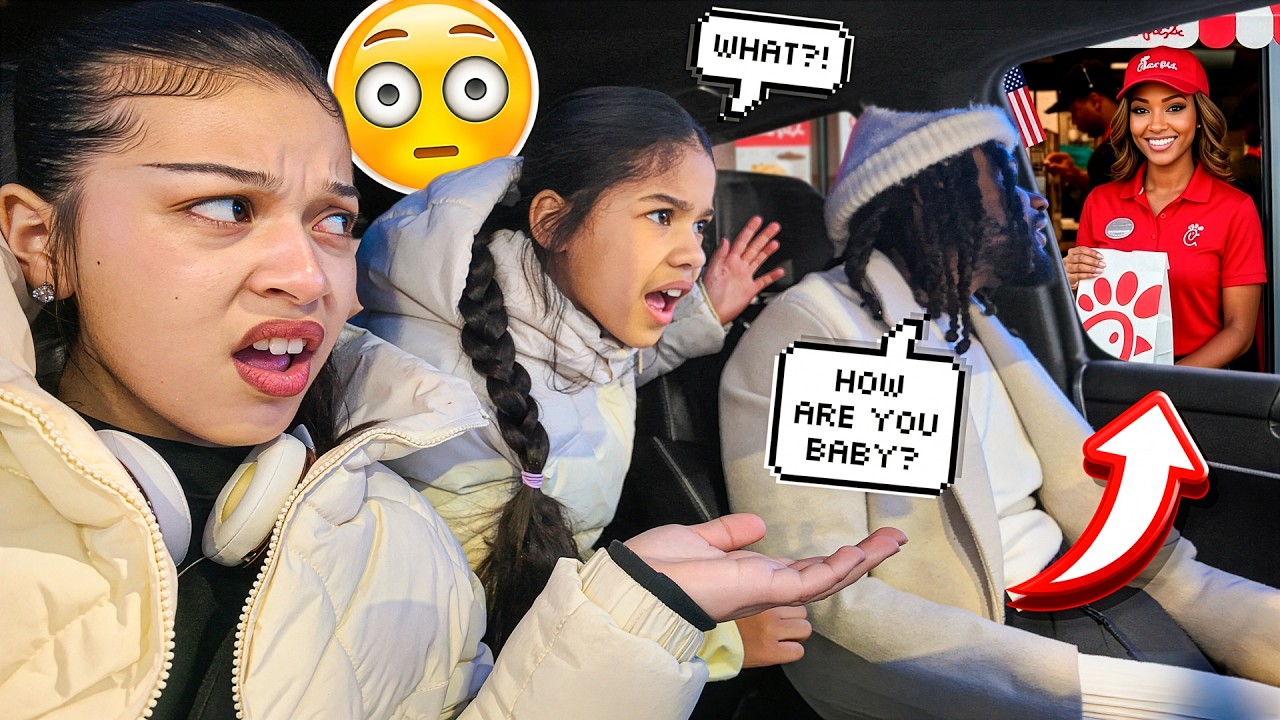 Flirting With Another GIRL At The DRIVE THRU - Prank On Daughters!