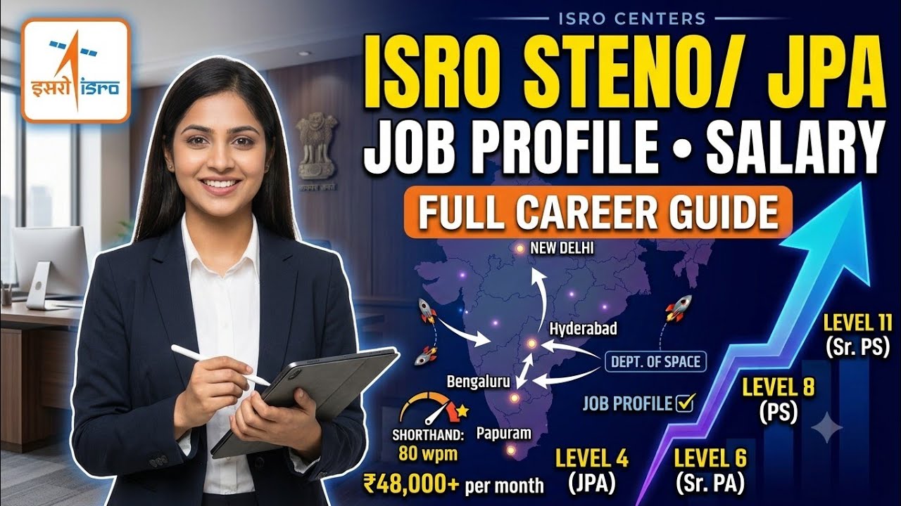 ISRO Steno/ Jr. PA 2026 Job Profile, Salary inhand #Finalsafescore Previous year Cutoff year Paper