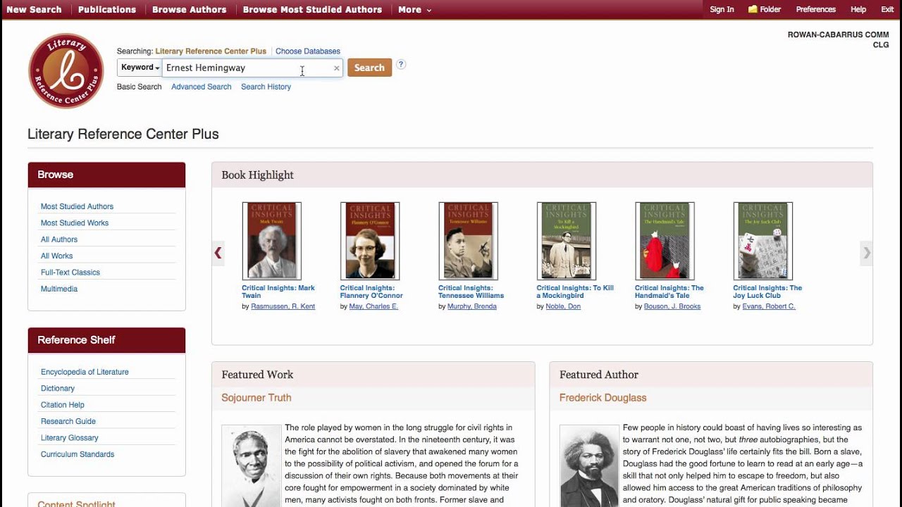 Introduction to Literary Reference Center Plus