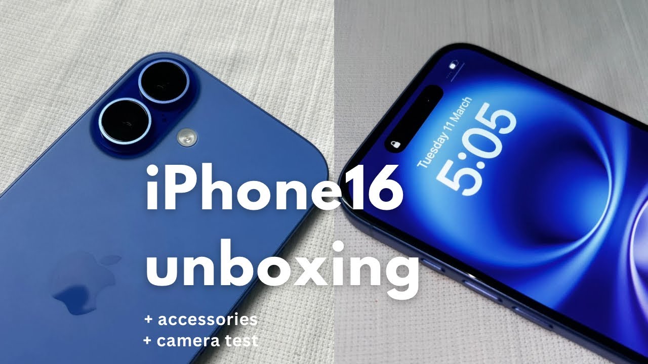 Iphone16 aesthetic unboxing +accessories +camera test ll ultramarine 128gb