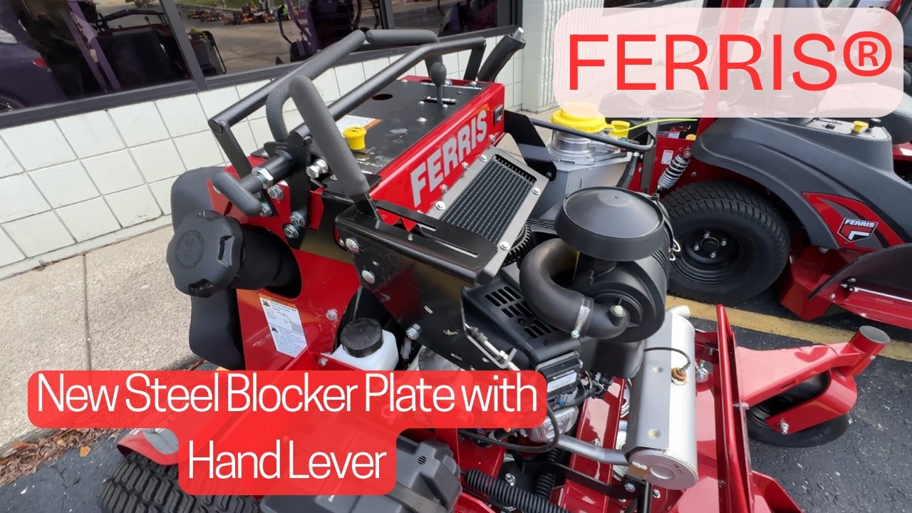 GrassFlap® Ferris Steel Blocker Plate with Hand Lever - Full Installation
